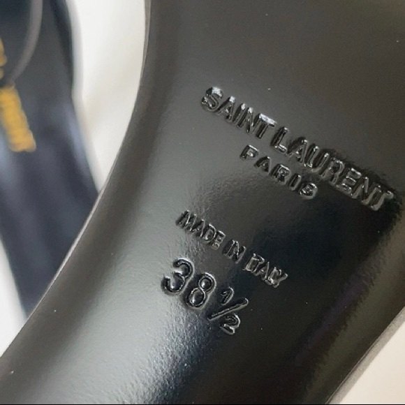 SAINT LAURENT PARIS Amber Leather Strap Heels in Nero Black - Picture 9 of 15